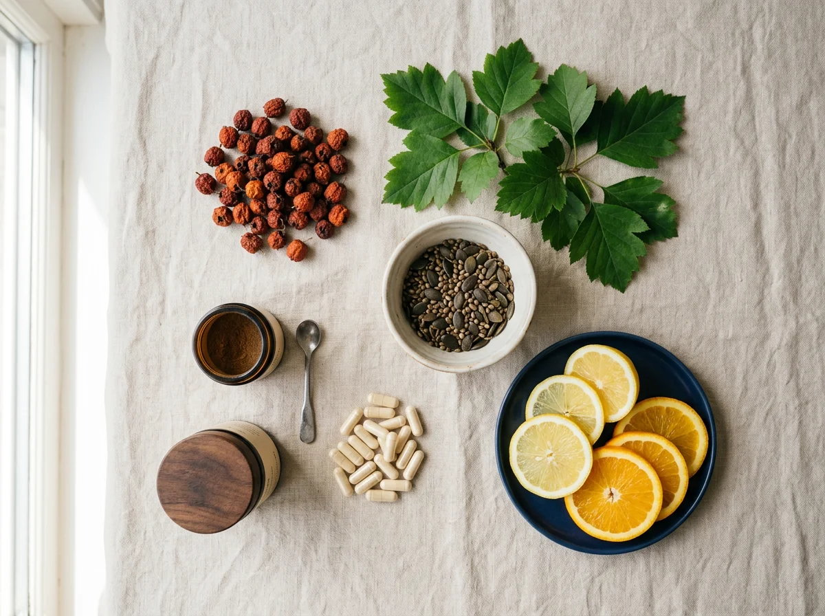 Natural ingredients for everyday energy and vitality including hawthorn and citrus